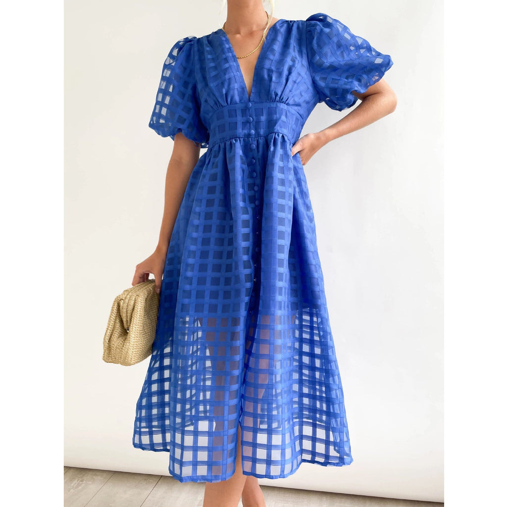 Valenzora | Midi dress with puff sleeves