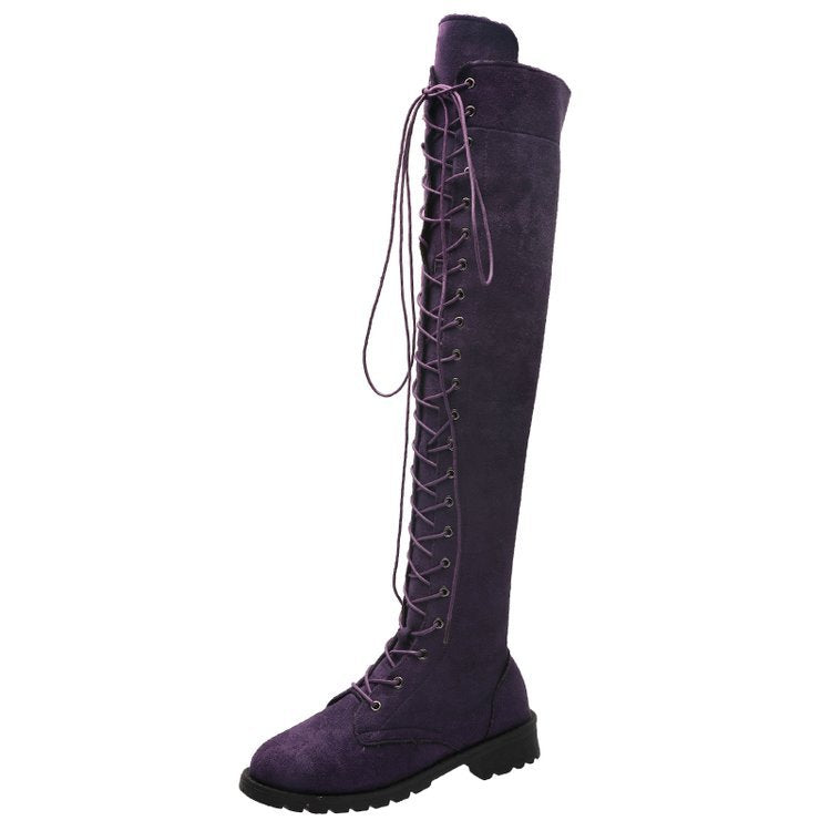 Overknee-Stiefel für Damen mit edler Schnürung und robuster Sohle, Größe Valenzora