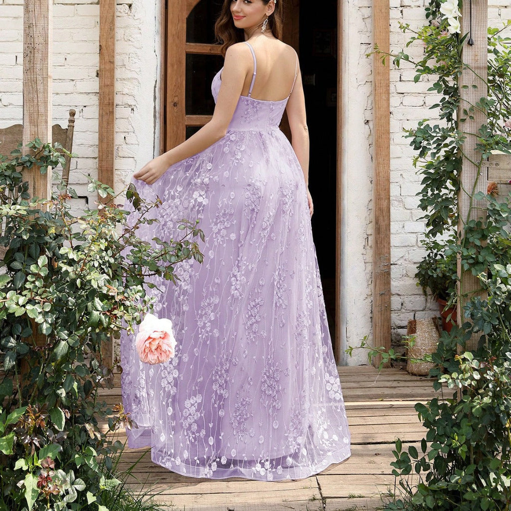 Valenzora | Abendkleid mit V-Ausschnitt, trägerlos, Netzstoff, bestickter Rücken, offener Rücken, elegantes Abendkleid, Tanzkleid, Partykleid, Brautjungfernkleid