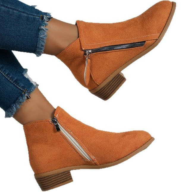 Damenstiefeletten mit seitlichem Reißverschluss und elegantem Samtobermaterial, Größe S