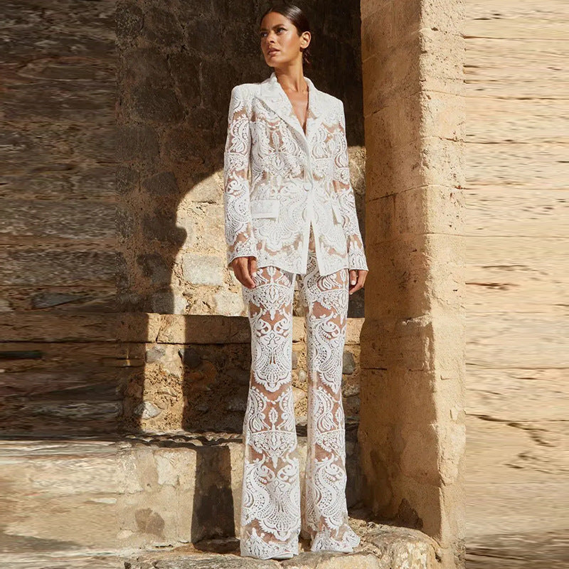 Valenzora | Luxuriöses Pailletten-Blazer- und Hosen-Set
