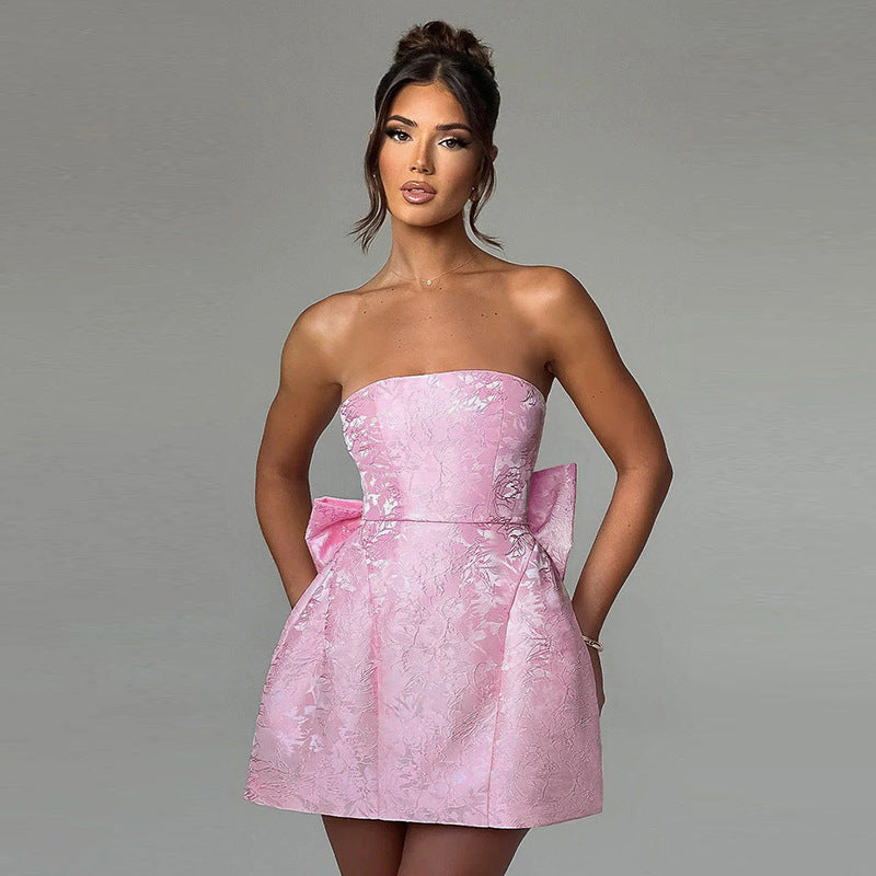 Valenzora | Mini-Cocktailkleid schulterfrei Abendkleid mit Schleifendetail