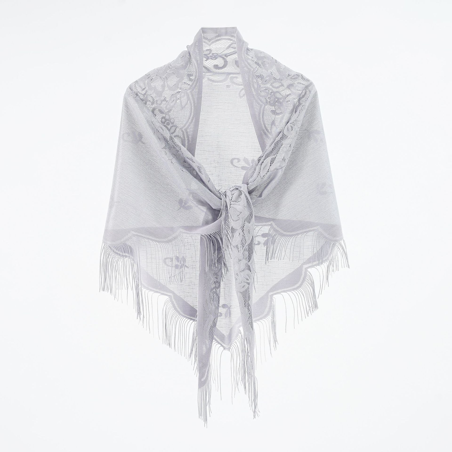 Elegantes Chiffon-Tuch für Damen mit kunstvollen Fransen, Größe