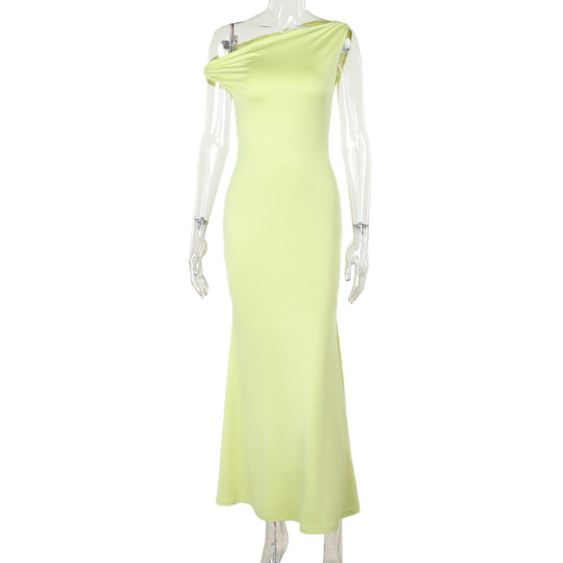 Women's sheath dress with off-the-shoulder design and figure-hugging cut, size [size missing]