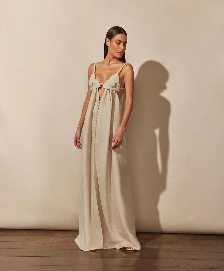 Valenzora | Maxikleid mit V-Ausschnitt und hohem Blumenschlitz