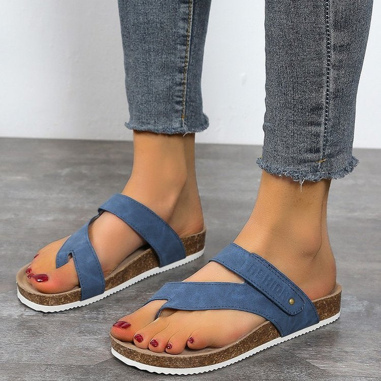 Damen-Flip-Flops mit bequemem Fußbett und modernem Korkdesign, Größe