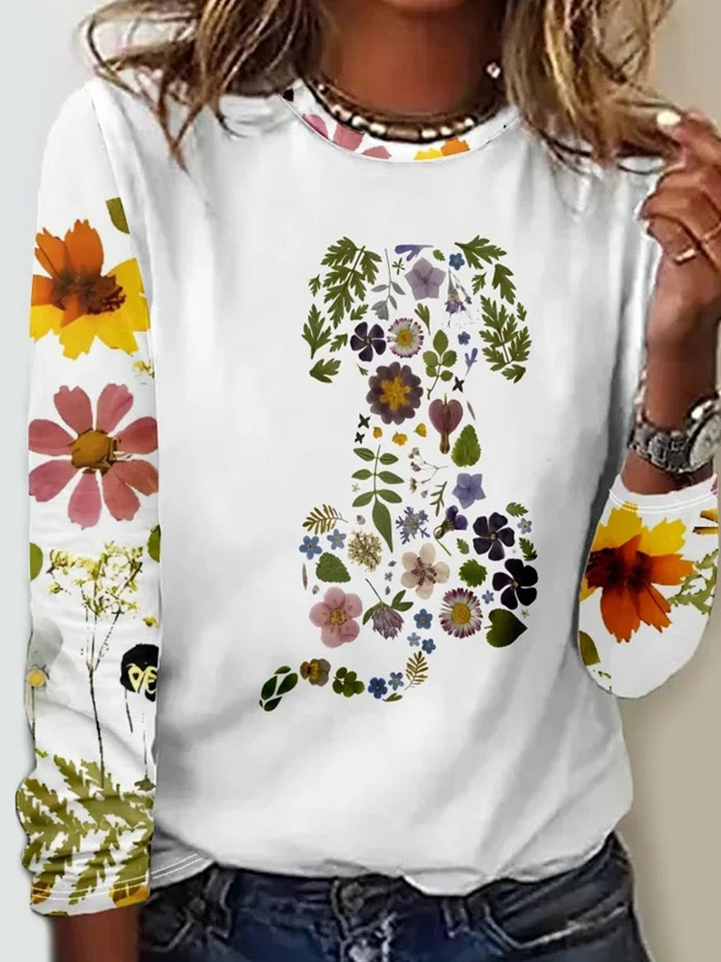 Valenzora | Floral round neck T-shirt