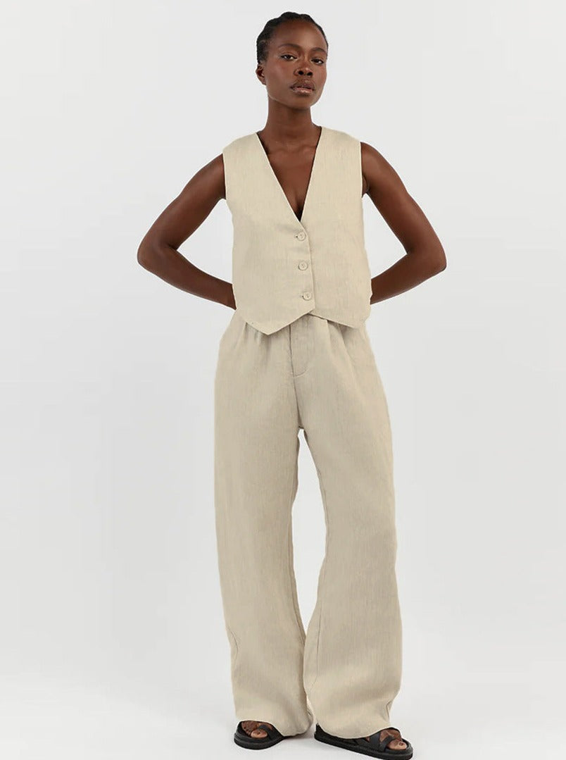Valenzora | Two-piece sleeveless vest and trousers suit