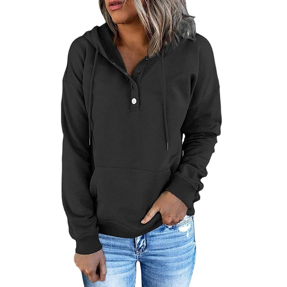 Damen-Hoodie mit funktionellen Knöpfen und lässiger Passform, Größe S
