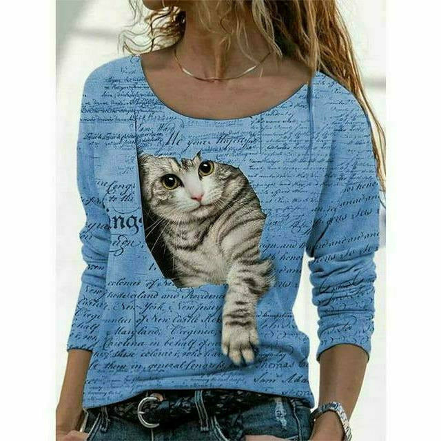 Valenzora | Modern T-shirt with cat print