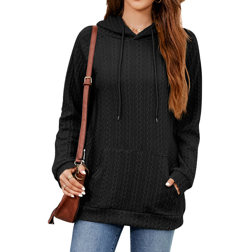 Women's hoodie with textured pattern and practical kangaroo pocket, size S