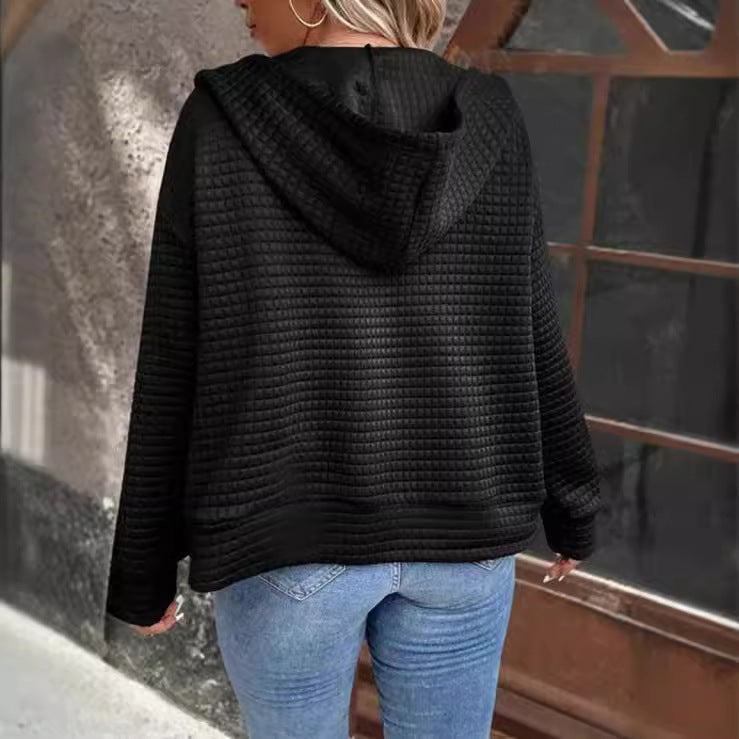Damen-Kapuzenjacke aus strukturiertem Material, Größe