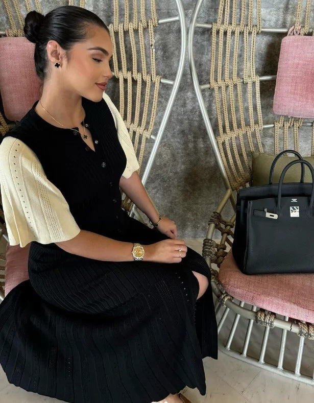 Damen-Strickkleid mit legerem Puffärmel, Größe