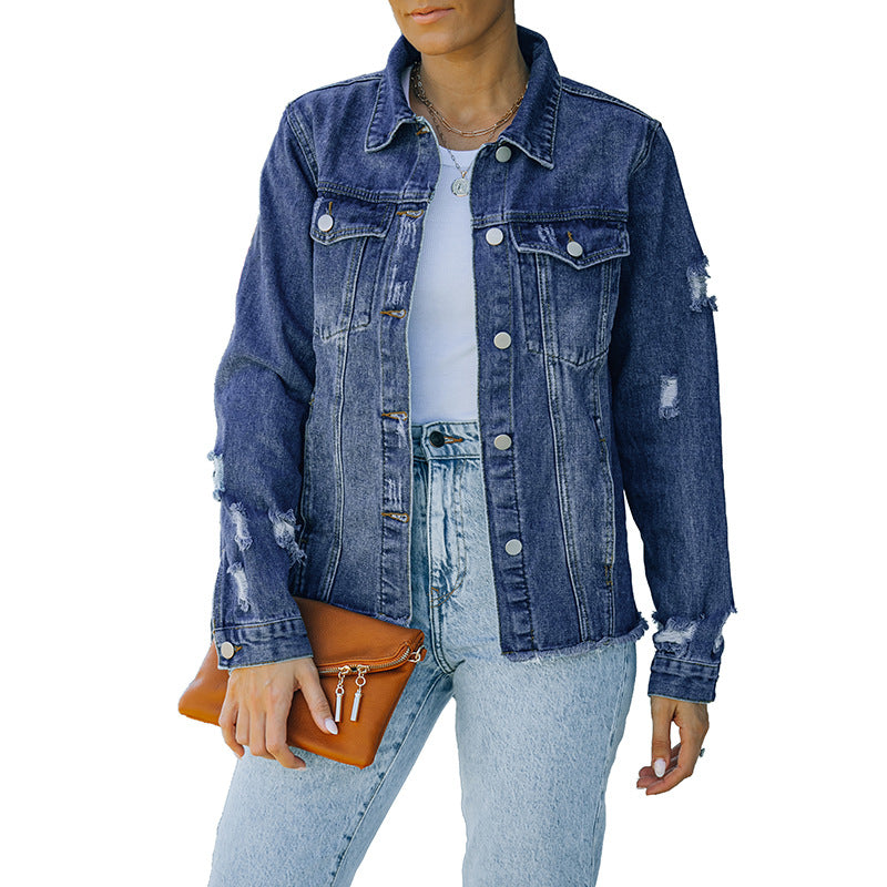 Damen-Jeansjacke mit entspannter Passform und funktionellen Taschen, Größe