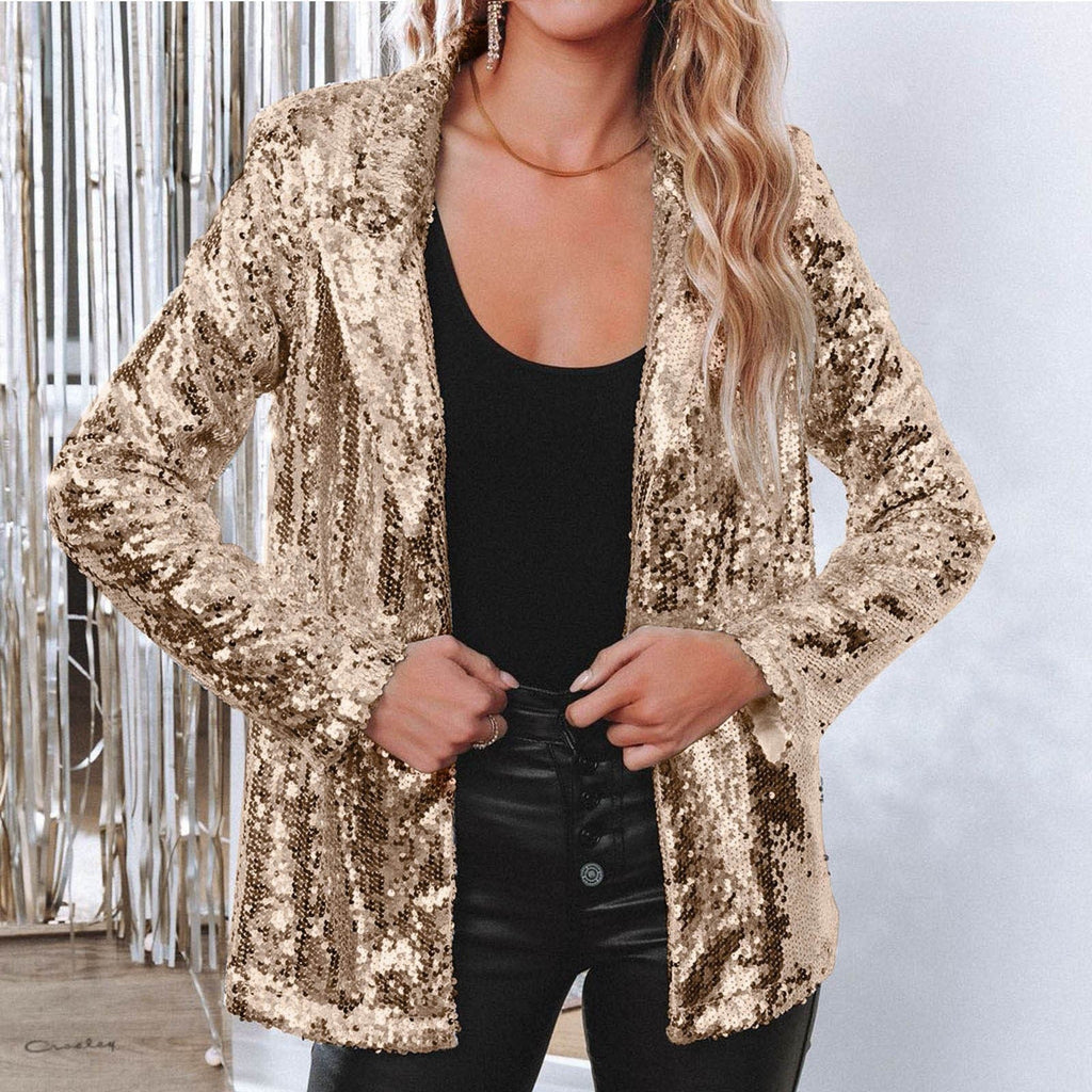 Eleganter Pailletten-Blazer für Damen mit Schimmer-Finish, Größe Valenzora