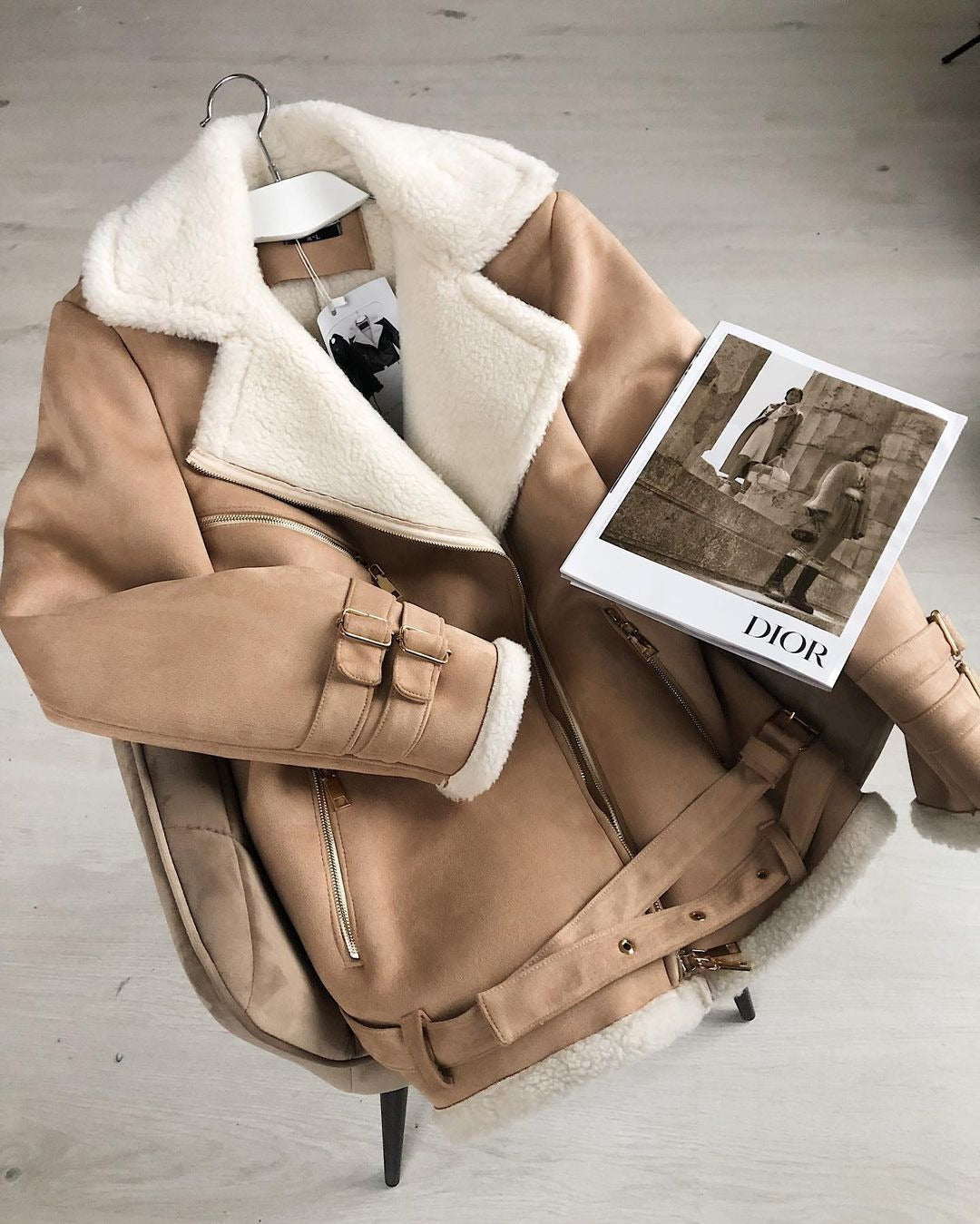 Damen-Lederjacke mit kuscheligem Futter, Größe