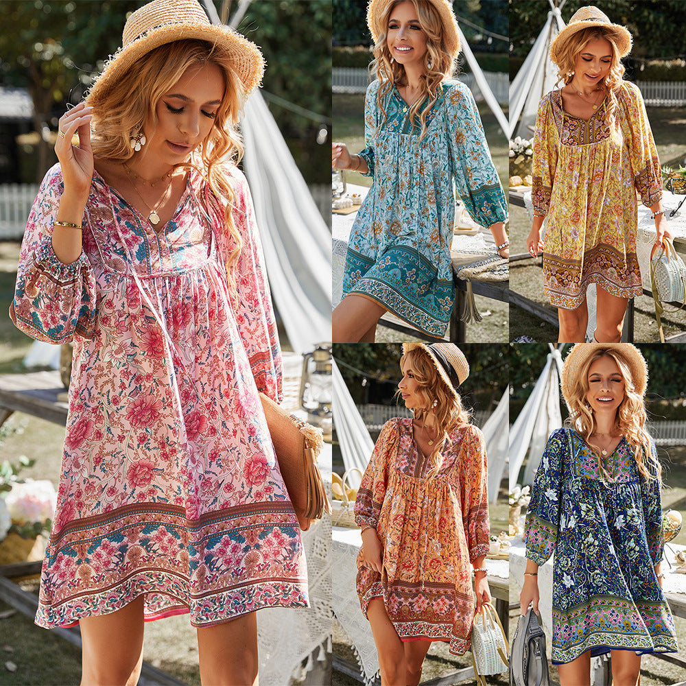 Women's casual dress with floral design and loose fit Drune