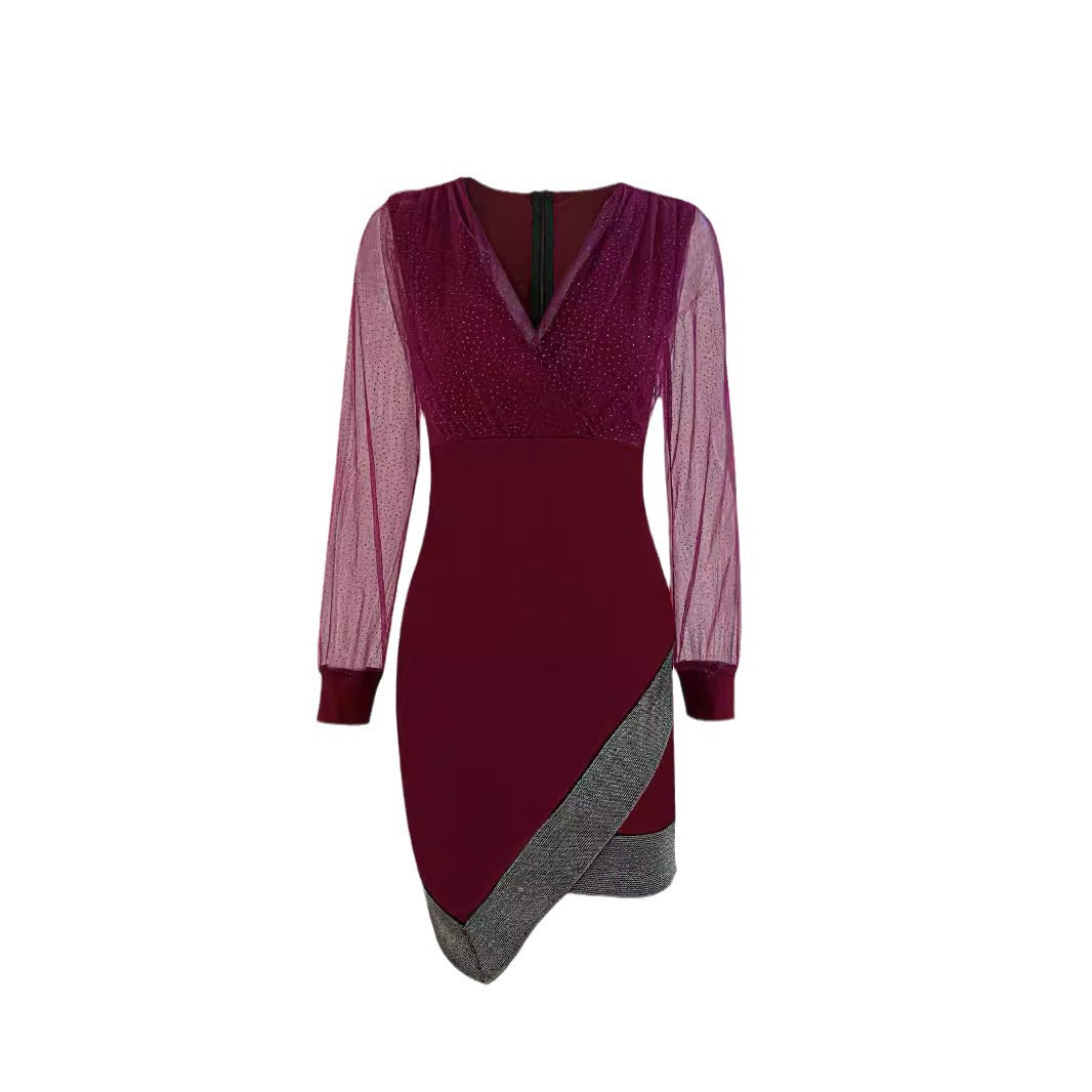 Women's evening dress with sparkling details and elegant cut, size