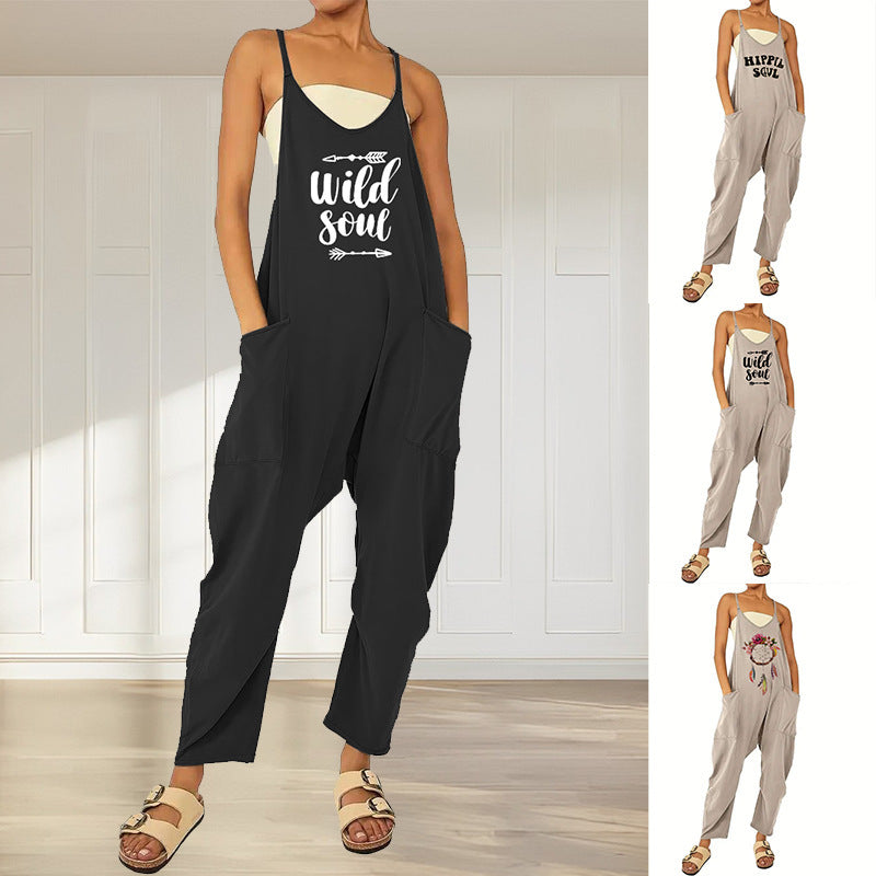 Damen-Jumpsuit mit lockerer Passform und praktischen Taschen, Größe