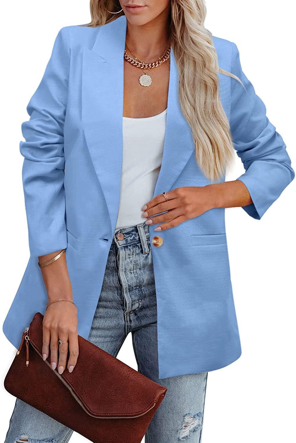 Women's elegant casual blazer with a relaxed cut and two pockets, size S