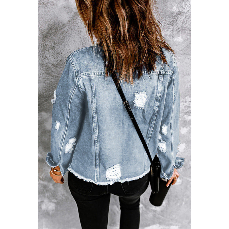 Damen-Jeansjacke mit entspannter Passform und funktionellen Taschen, Größe