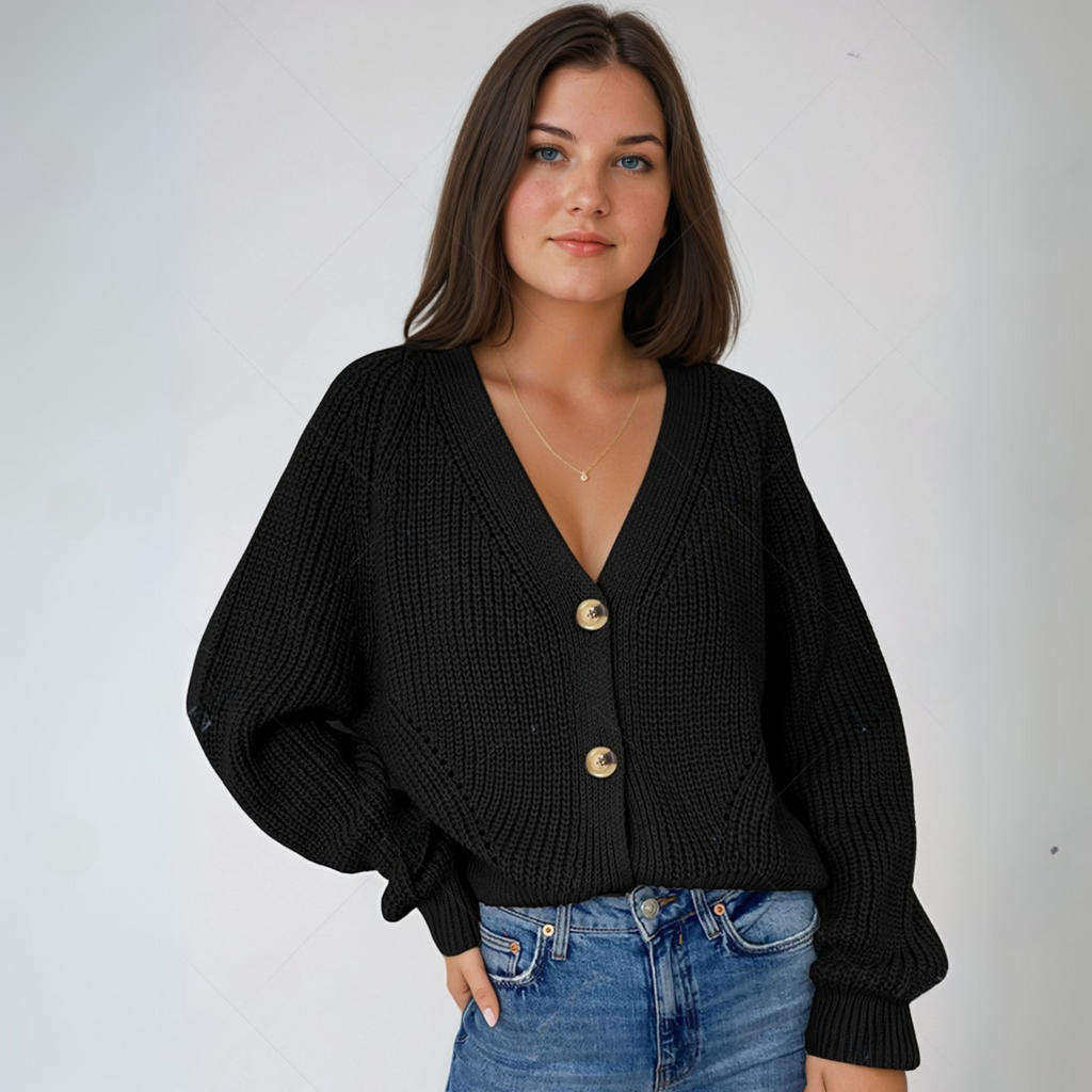 Valenzora | KNITTED CARDIGAN WITH V-NECK