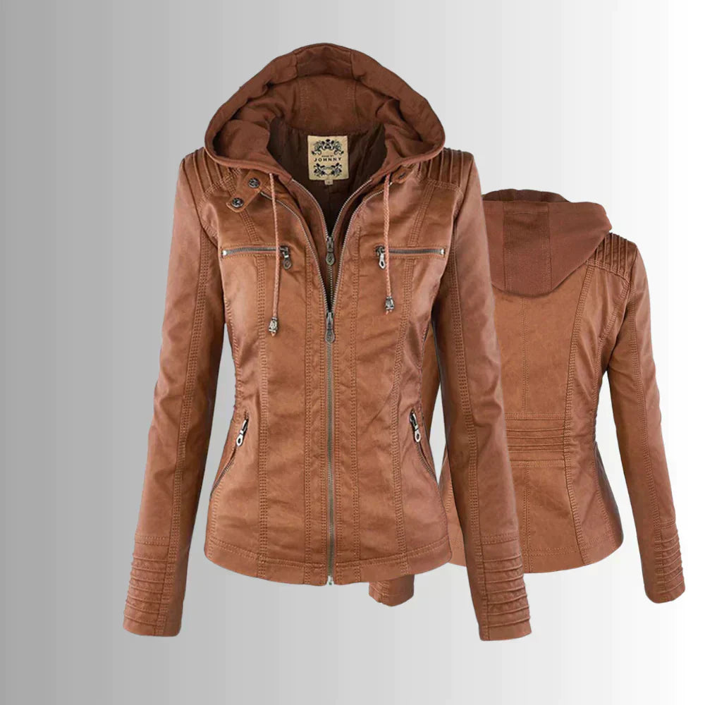 Valenzora | Elegant hooded motorcycle jacket made of high-quality leather