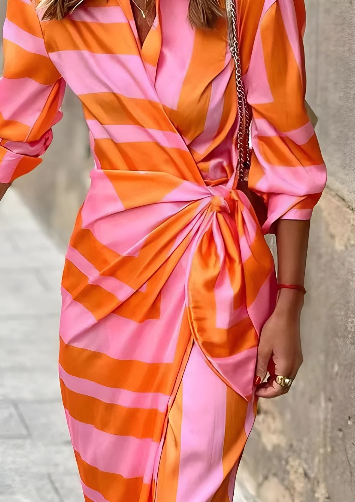 Valenzora | Striped wrap dress
