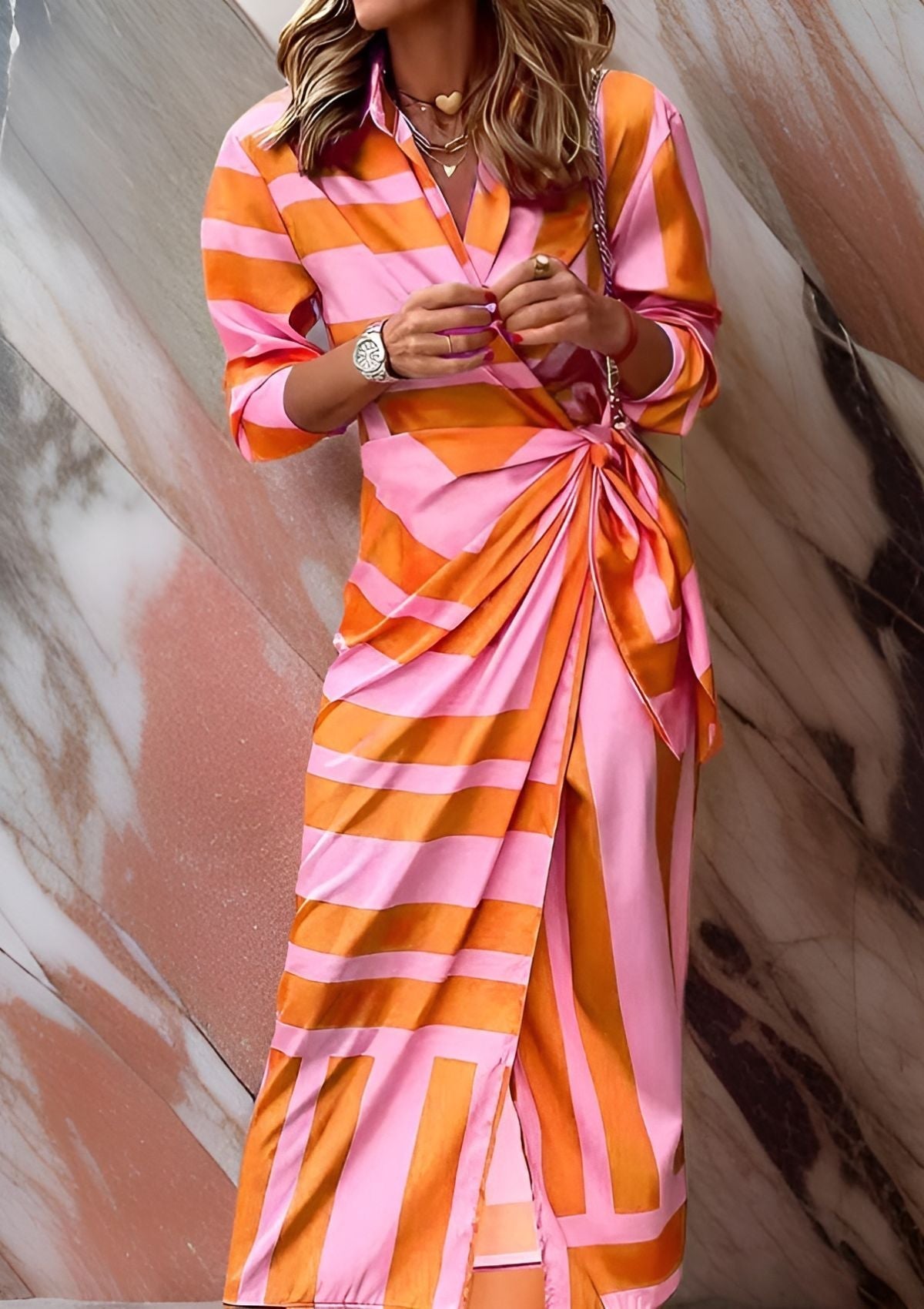 Valenzora | Striped wrap dress