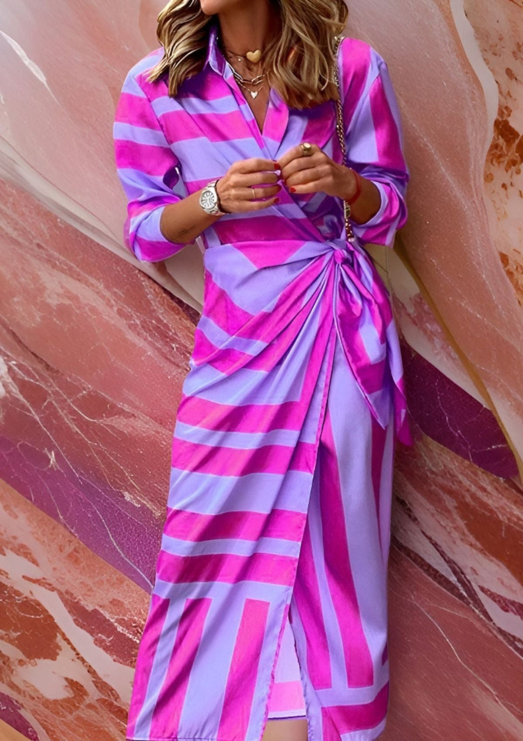 Valenzora | Striped wrap dress