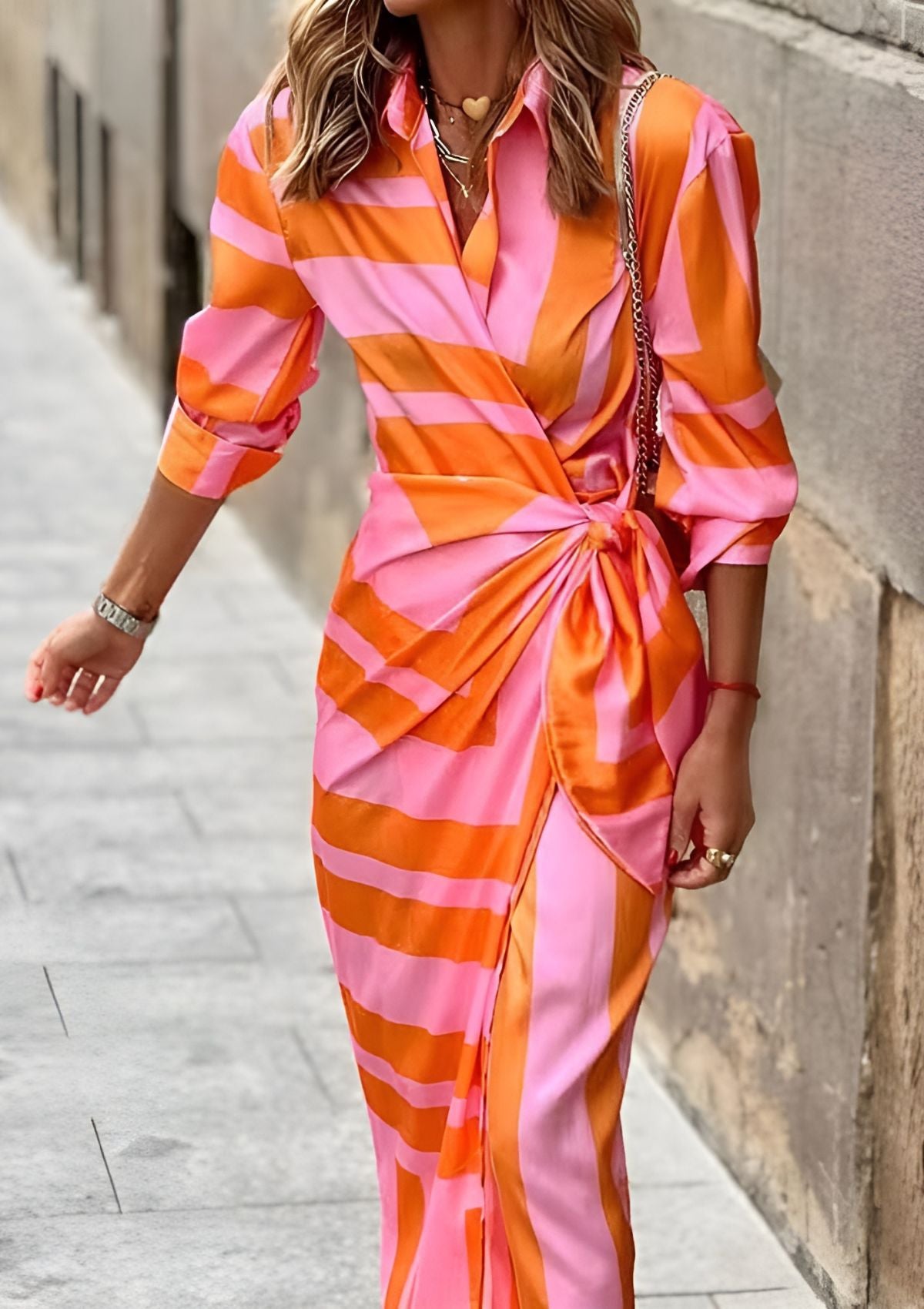 Valenzora | Striped wrap dress