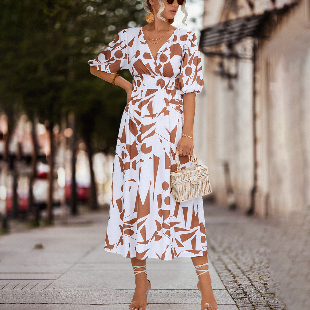 Valenzora | Midi Dress with V-Neck for Women