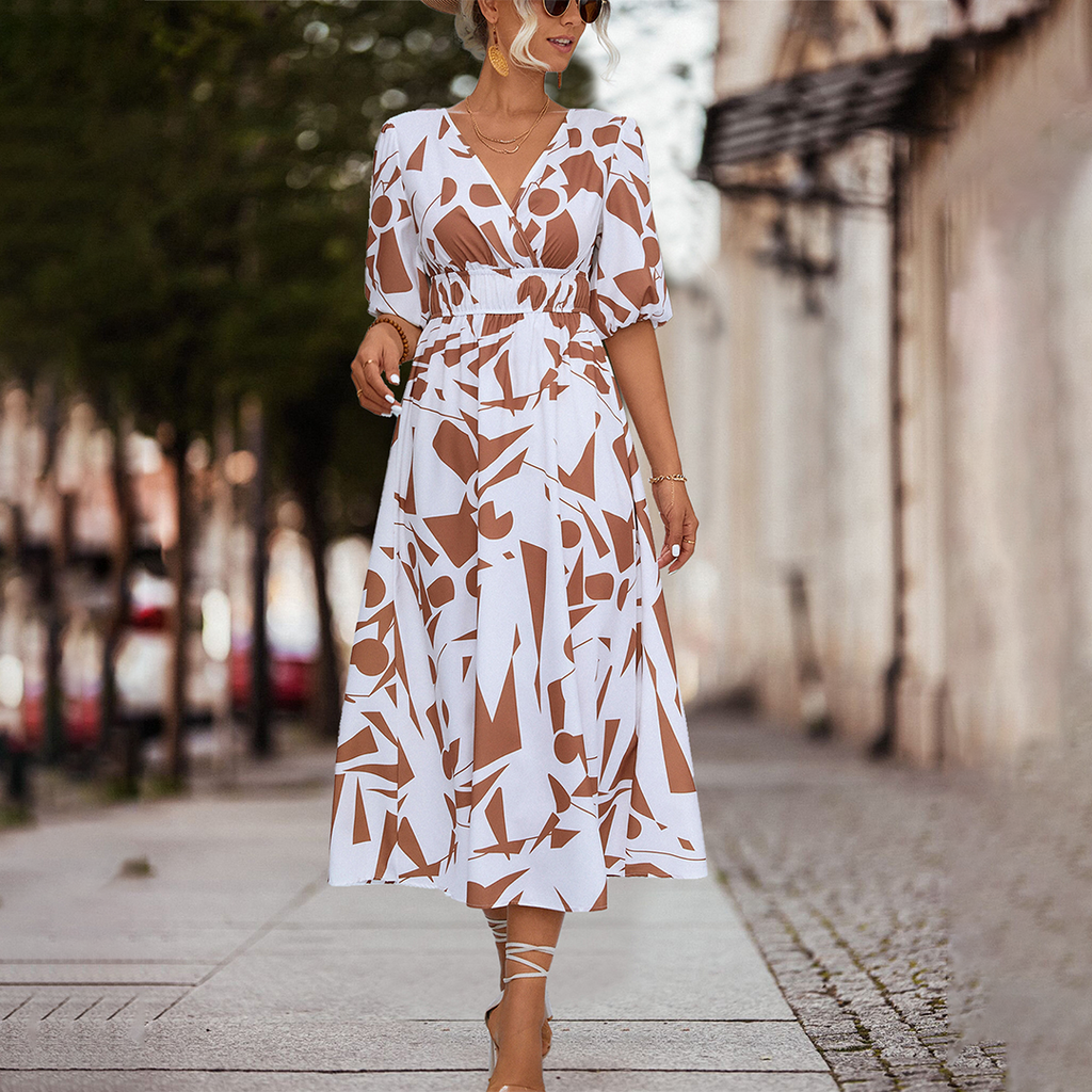 Valenzora | Midi Dress with V-Neck for Women