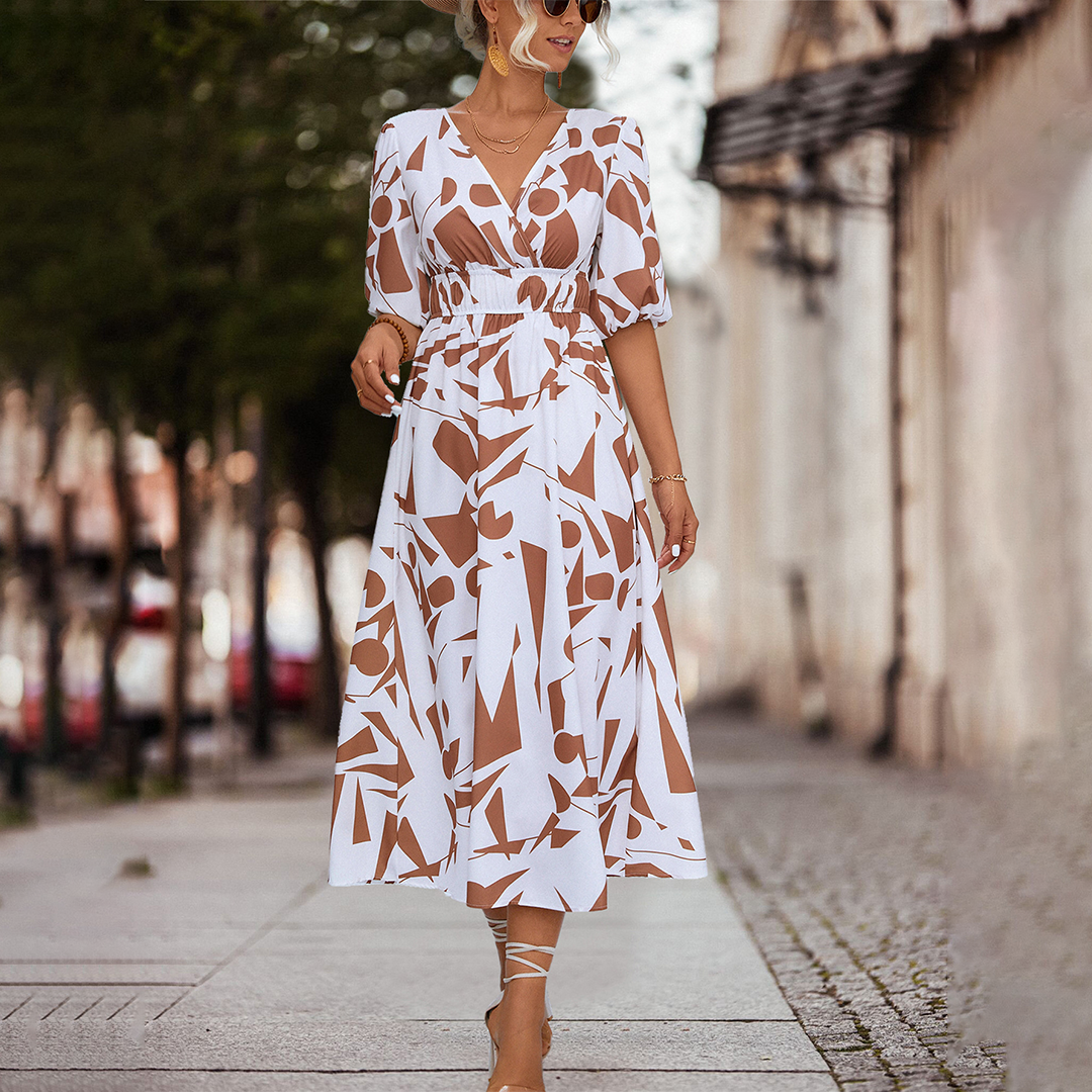 Valenzora | Midi Dress with V-Neck for Women