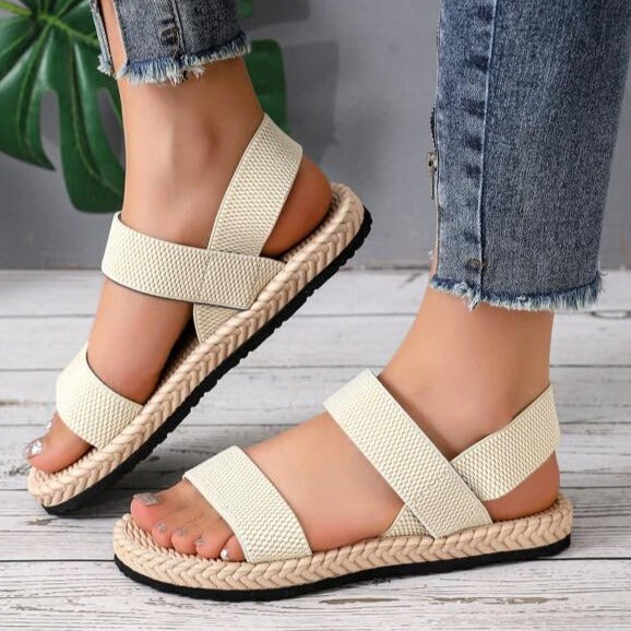 Valenzora | Flat Sandals with Elastic Straps, Summer Shoes, Women's Sandals