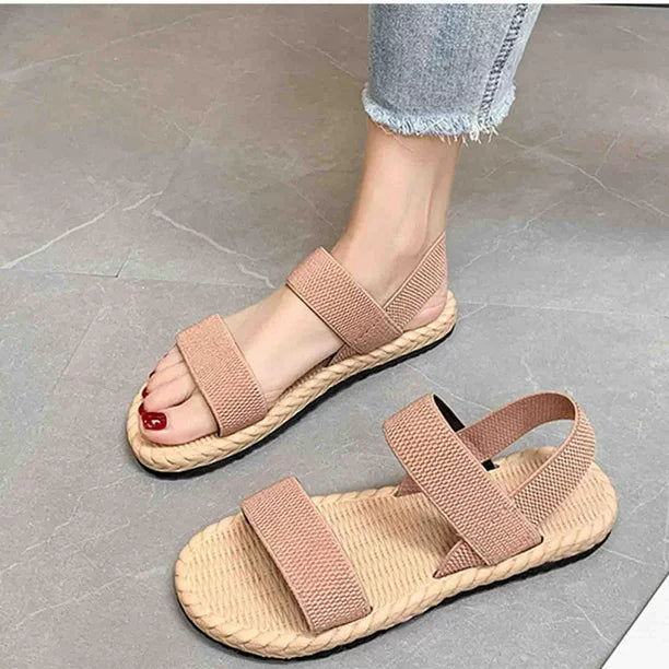 Valenzora | Flat Sandals with Elastic Straps, Summer Shoes, Women's Sandals
