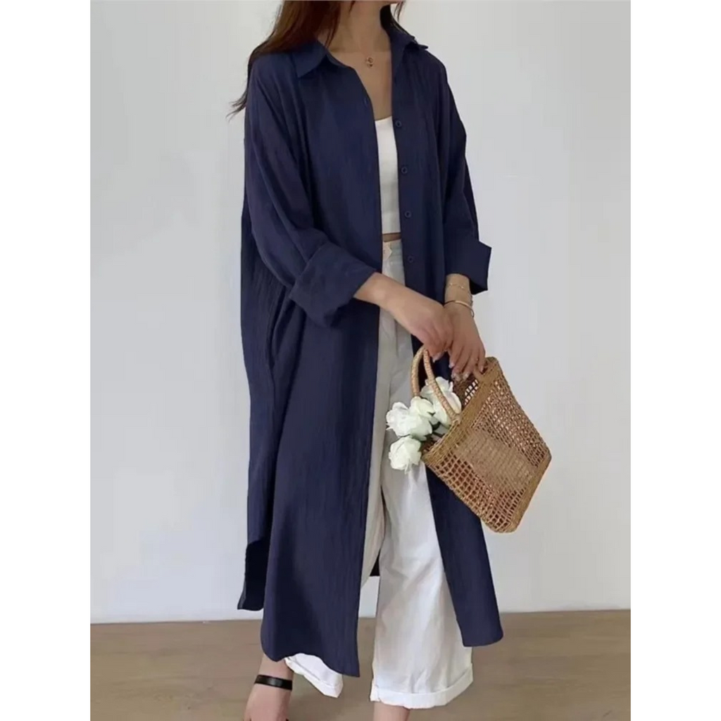 Valenzora | Langärmliges Leinenkleid, Damenbekleidung
