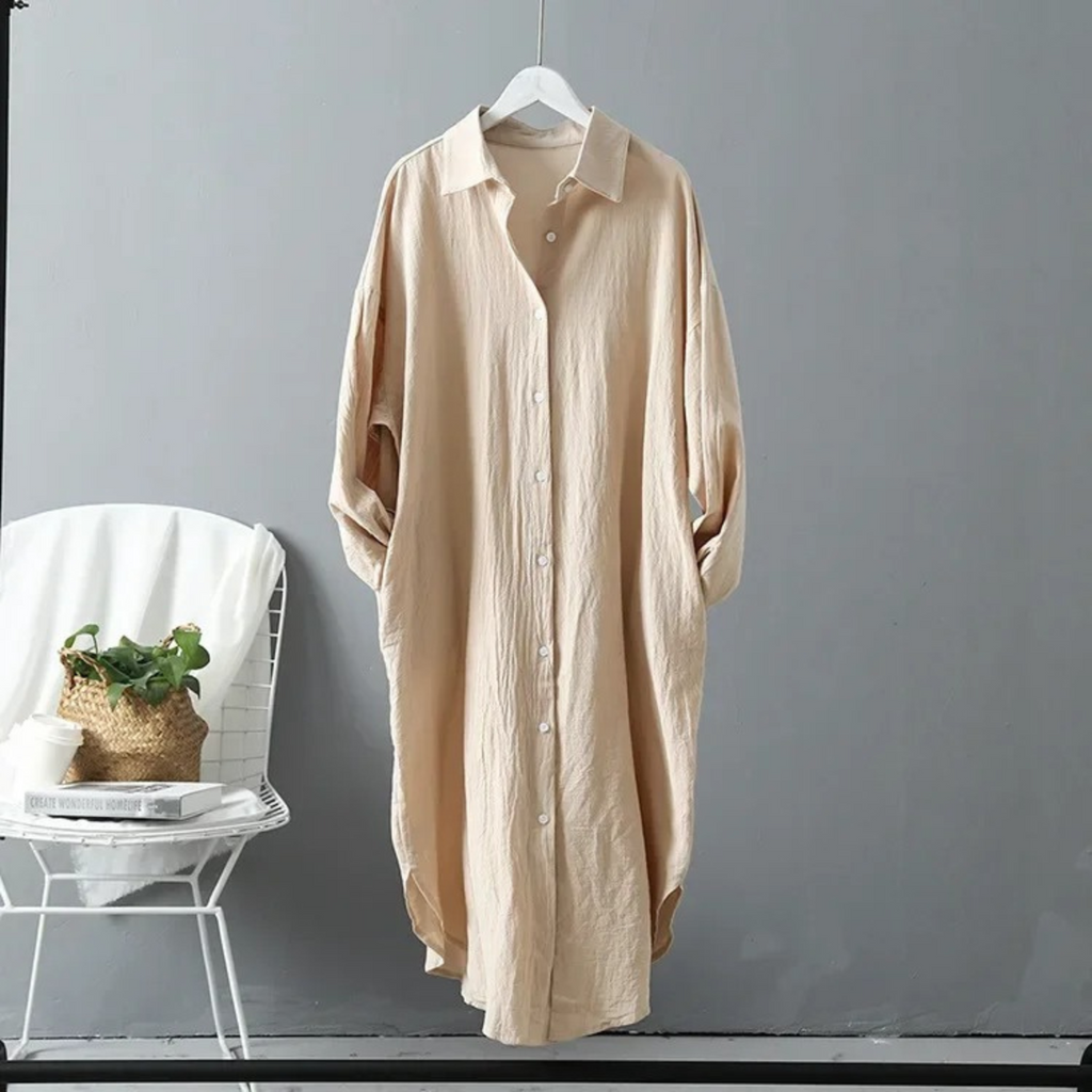 Valenzora | Langärmliges Leinenkleid, Damenbekleidung