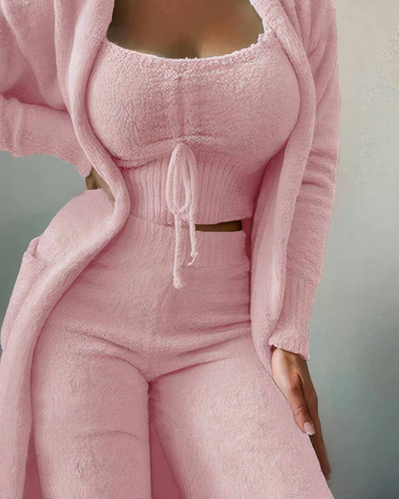 Valenzora | 3-teiliges Fleece-Loungewear-Set – Damen-Outfit mit Oberteil und Hose für Zuhause