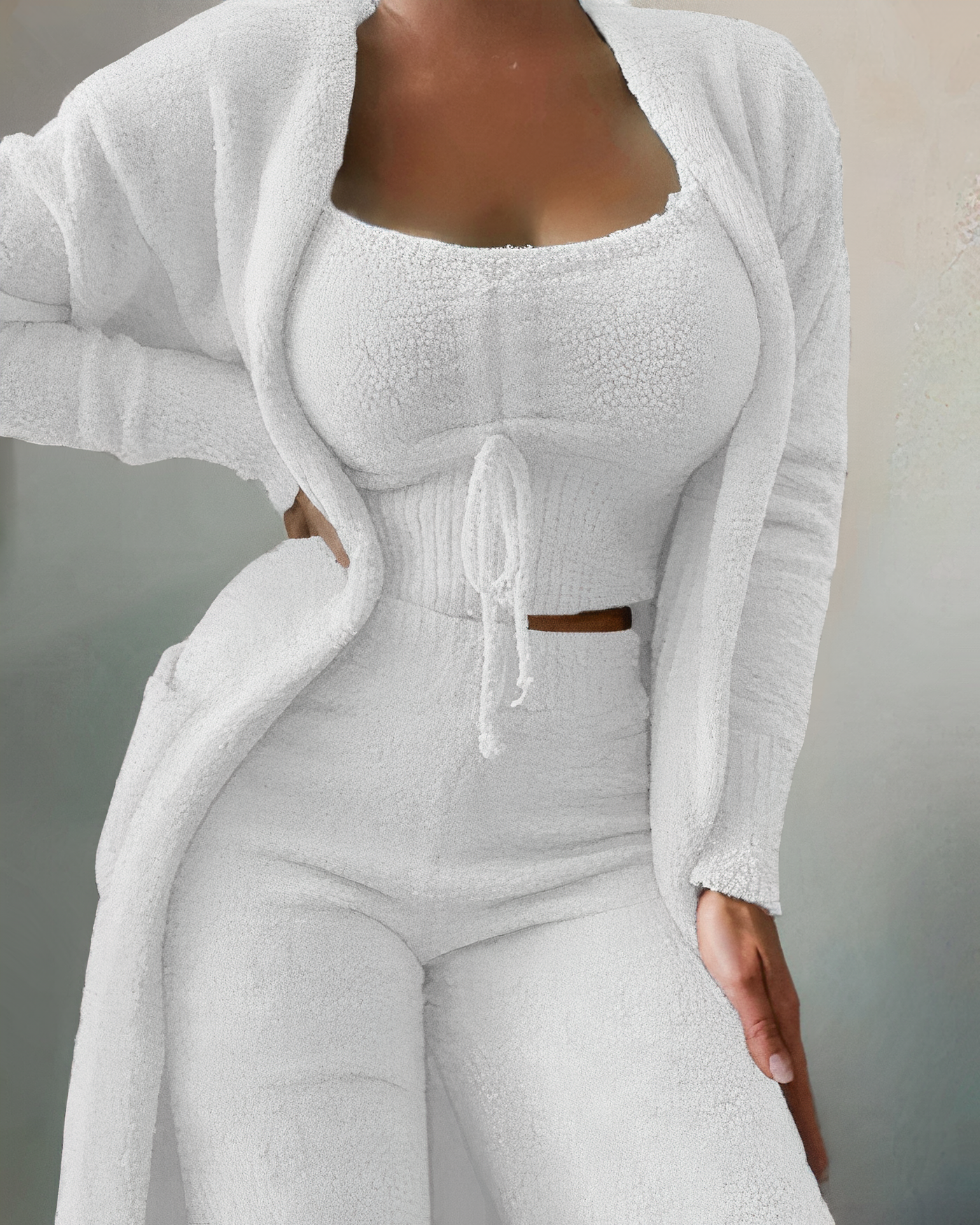 Valenzora | 3-teiliges Fleece-Loungewear-Set – Damen-Outfit mit Oberteil und Hose für Zuhause