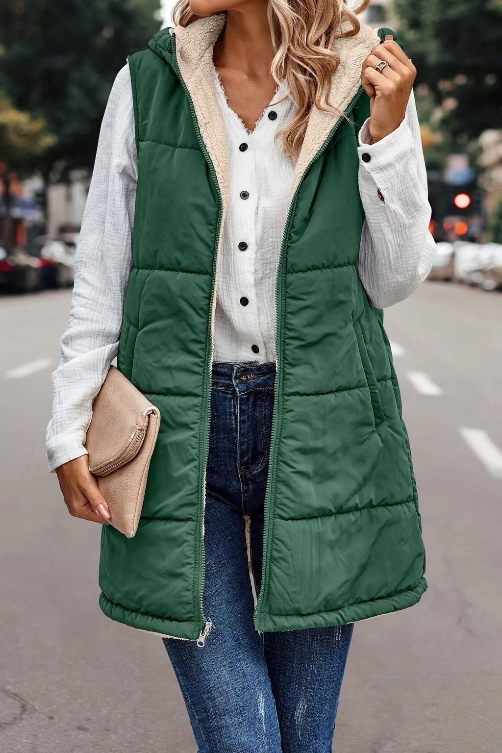 Valenzora | Double-sided vest with hood