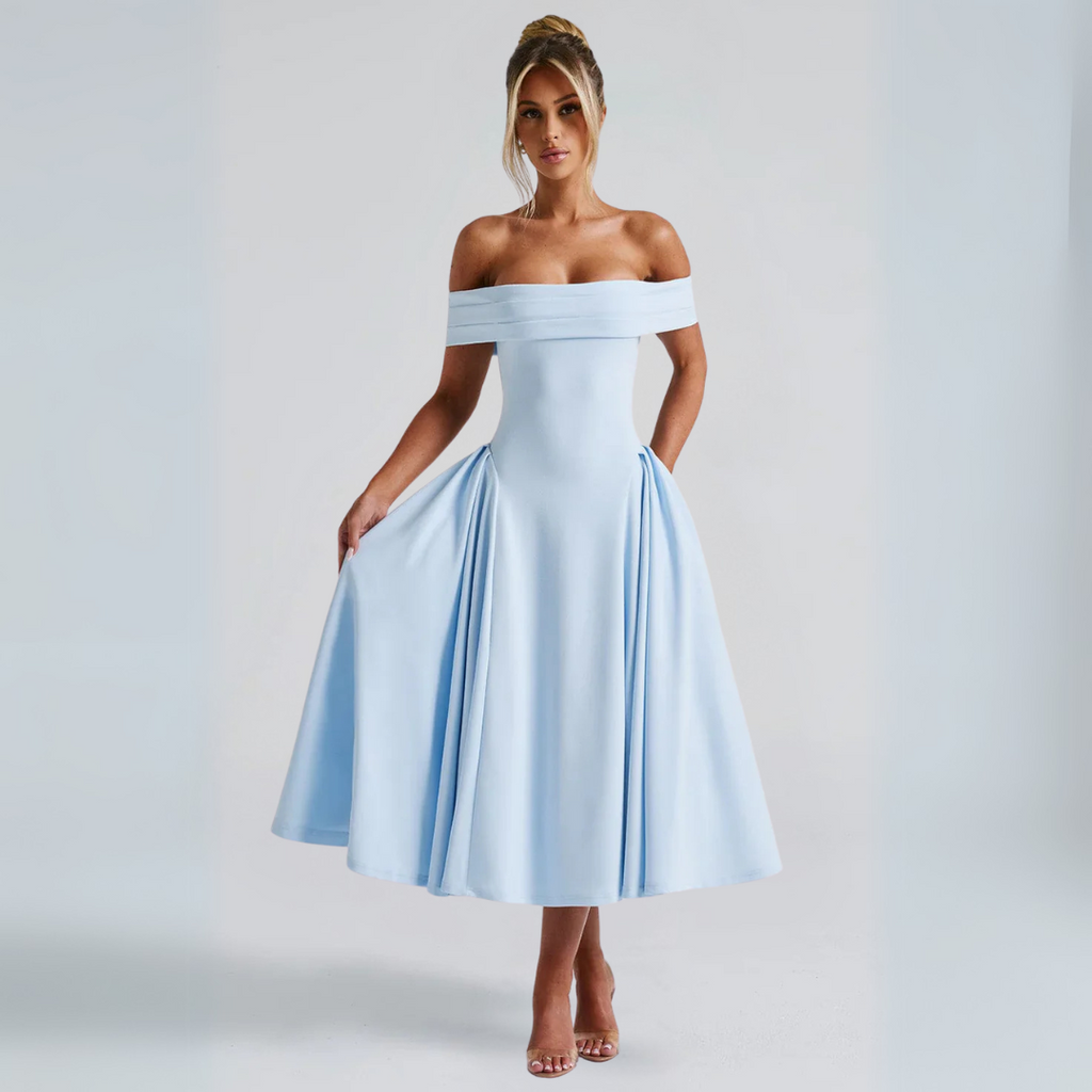 Valenzora | Elegant Blue Midi Dress