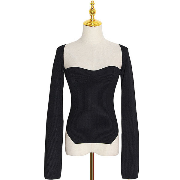 Knit top with round neck