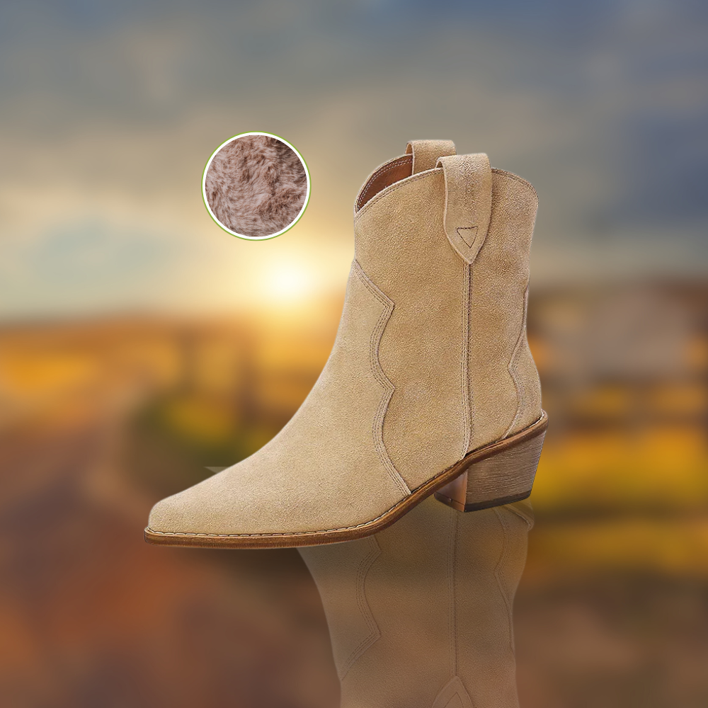 Valenzora | Cowhide Leather Women's Suede Women's Boots with Heel