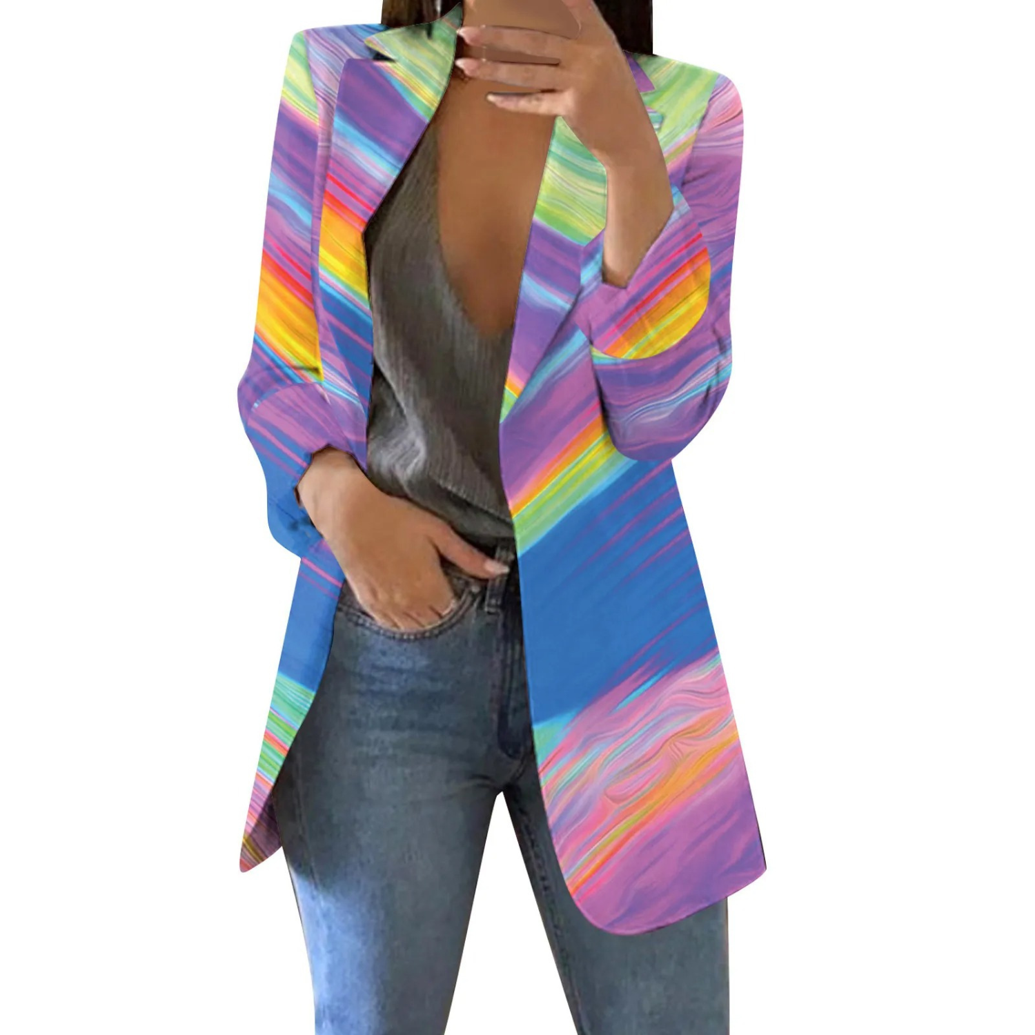 Valenzora | Patch Watercolor Style Women's Blazer