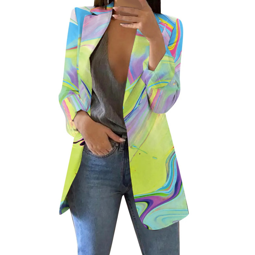 Valenzora | Patch Watercolor Style Women's Blazer