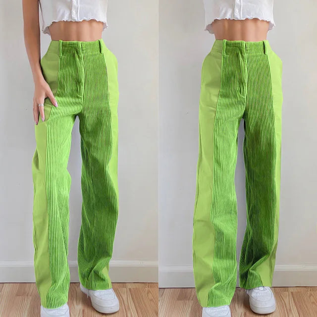 Valenzora | Ribbed High-Waisted Trousers