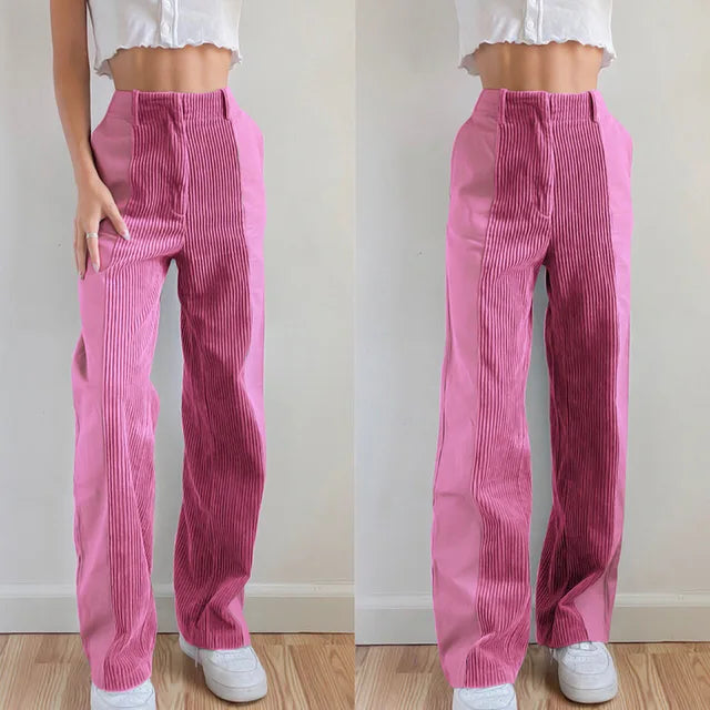 Valenzora | Ribbed High-Waisted Trousers