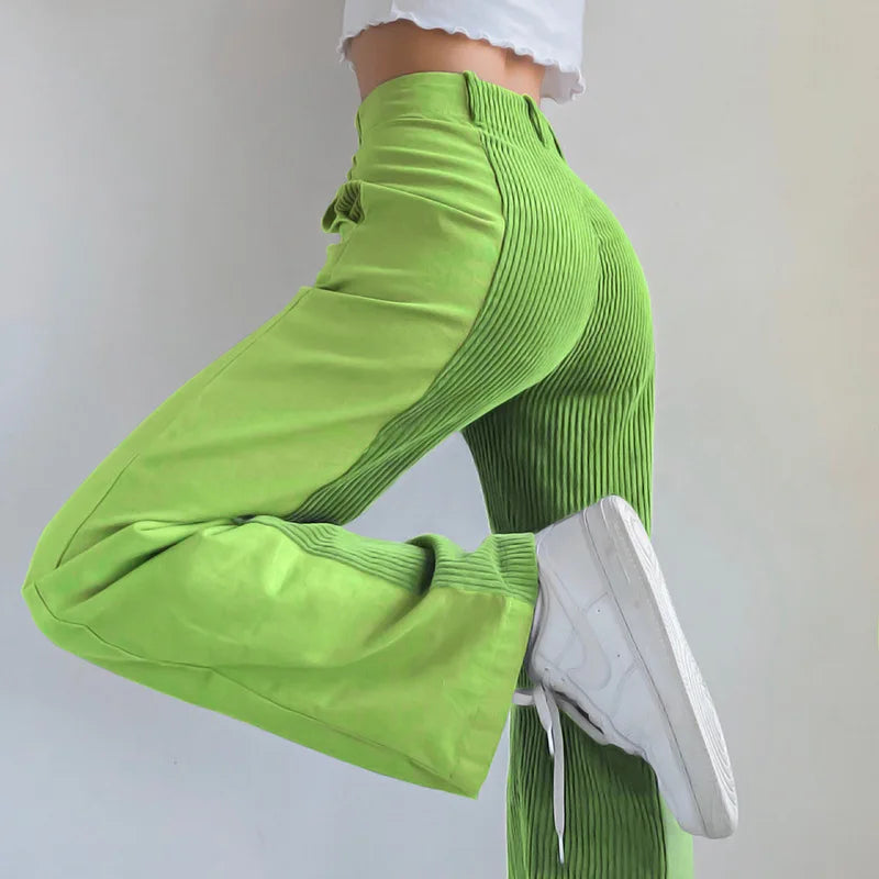 Valenzora | Ribbed High-Waisted Trousers