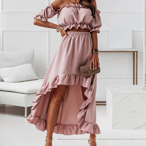 Valenzora | Elegantes Rüschenkleid-Set